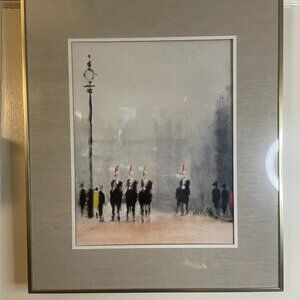 Vintage Watercolor - London Street Scene - Matted & Framed Under Glass